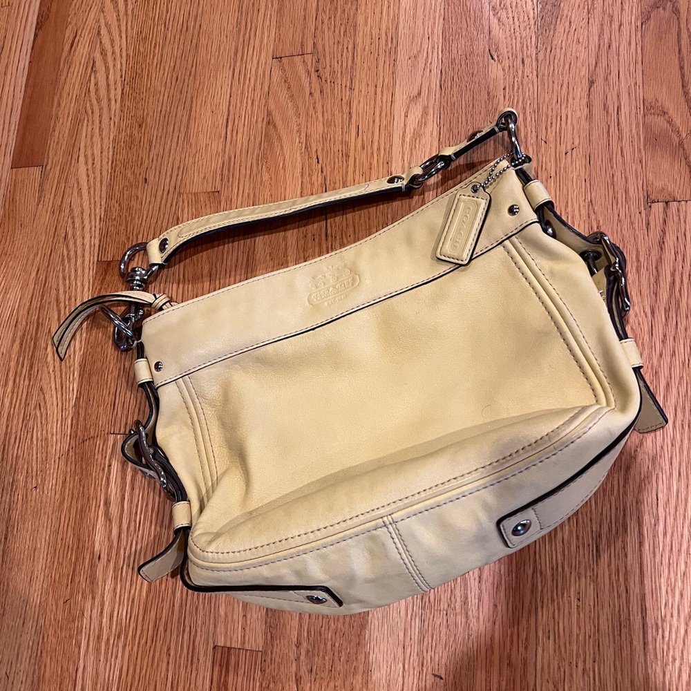 Coach Yellow Leather Shoulder Bag with Silver Hardware - Picture 3 of 11